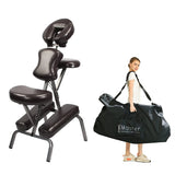 Master Massage Bedford Adjustable Portable Folding Full Body Massage Chair, Coffee, 11" x 14" x 39"