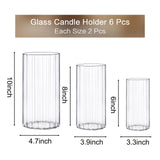 yshengood 6 Pcs Glass Hurricane Candle Holder Ribbed Glass Candle Holder - Elegant & Easy to Use, Perfect for Wedding, Holiday, Party Decor, Home and Event Essential