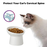KITCHENLESTAR Elevated Cat Bowls, 15° Tilted Ceramic Raised Cat Food and Water Bowl Set, Whisker-Friendly Porcelain Pet Feeder Dishes for Indoor Cats and Small Dogs,White,5.2 Inch,4 Pack