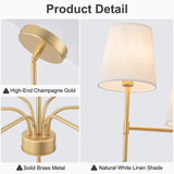 Alynzee Gold Chandeliers for Dining Room, 6-Light Modern Chandelier Light Fixture Over Table, with White Fabric Shade, 34" Large Transitional Kitchen Pendant Lights for Living Room Bedroom Foyer