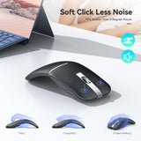 Bluetooth Wireless Arc Travel Mouse, Bluetooth 5.0/4.0 & 2.4G Tri-Mode, Rotating Foldable Ergonomic Mice, Type-C Rechargeable Multi-Device for Microsoft Laptop, PC, MacBook, Chromebook, Lenovo - Black