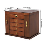 LOYALHEARTDY Large Wooden Jewelry Box Drawer 5 Layers+2 Swing-Out Cabinets, Jewelry Case Cabinet with Mirror and Lock Ring Necklacel Earrling Bracelet Organizer Storage Display Box