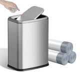 KHMMGK 8L/2.1 Gal Small Bathroom Trash Can with Lid, Swing-Top Rectangular Waste Bin, Stainless Steel Garbage Can for Home