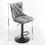 MOOLSUN Rotating Velvet Bar Stools Set of 4, Modern Padded with Nailhead Trim and Tufted Back, Adjustable Swivel Counter Height Stools for Kitchen Island, Bar, Club,Gray(Black Base)