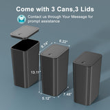 3 Pack 10 Liter Small Trash Can with lid, 2.6 Gallon,Garbage Can Slim Trash Bin Waste Basket for Bathroom