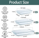 Glass Baking Dish, Glass Baking Dishes for oven,Food Container 3-Piece Set for Cooking Lasagna Kitchen Baking Bakeware Set Oven Microwave Refrigerator Dishwasher Safe (3)