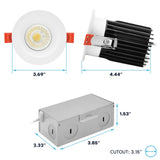 LUXRITE 3 Inch LED Regressed Canless Spotlight + Round White Interchangeable Trim, 5CCT 2700K-5000K, Twist N' Lock, Recessed Lighting, 15W, 1250LM, CRI90, Dimmable, 38° Beam, IC & Wet Rated (6 Pack)