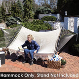 Sunnydaze Woven Double Hammock for Outside with Crocheted Edges and Spreader Bars - 600-Pound Weight Capacity Outdoor Hammock for Trees
