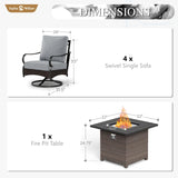 Sophia & William Metal Patio Furniture Set with Fire Pit Table, 5 Pieces