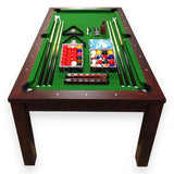 SIMBASHOPPING 7 Foot Pool Dining Table Combo Green Felt Modern Billiard Table with Dining Top Included - Missisipi