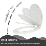 Angel Shield Marble Toilet Seat Durable Molded Wood with Quiet Close,Easy Clean，Quick-Release Hinges (Elongated,White Marble)