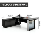 HHEvergreenEnsemble Executive Desk with Wood Veneer Surface (78.74IN)