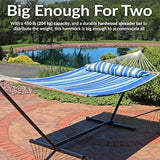 Sunnydaze Quilted Outdoor Hammock with Spreader Bars - Heavy-Duty 450-Pound Capacity Double Hammock for Outside - Misty Beach