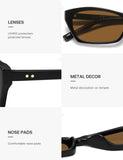 SOJOS Trendy Cat Eye Polarized Sunglasses for Women Men, Retro 90s Y2K Small Thin Rectangle Sunnies SJ2670, Black/Brown