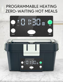 Heated Lunch Box Battery Powered with Automatic Heating, 16,000mAh Cordless Heatable Lunchbox for Adults, 1.6L Portable Food Warmer with Insulated Carry Bag Green