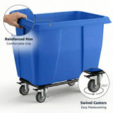 8 Cubic Foot 500 lb. Trash Cube Truck, Blue Commercial Laundry Cart