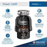 InSinkErator Power 1HP, 1 HP Garbage Disposal, Power Series EZ Connect Continuous Feed Food Waste Disposer, Black