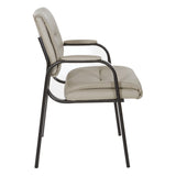 Office Star FL Series Faux Leather Guest Office Chair with Black Finish Frame, Taupe