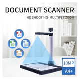 Portable Scanner, 2pcs Document Scanner Camera for Teaching, 10MP A4 HD Format Photo for Laptop, OCR Online Training to Improve Efficiency