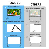 TOWOND Projector Screen with Stand, 100 inch Outdoor Projector Screen Portable Indoor Projection Screen 16:9 4K Rear Front Movie Screen with Carry Bag for Home Backyard Theater 100 inch