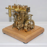 MechPuConToy Engine Model Kit That Works, Mini Retro Vertical Double-Cylinder Reciprocating Double-Acting Steam Engine Model with Speed Reducer, Science Experiment for Youth Adult