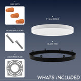 LUXRITE 9 Inch LED Flush Mount Ceiling Light, LED Surface Mount, 5CCT 2700K-5000K, 1500 Lumens, CRI90, 110° Beam Angle, 18 Watt, Dimmable, Wet Rated & UL Listed, Round Slim + Black Trim (6 Pack)