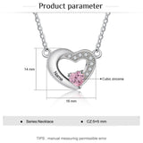 Oseew Personalized Heart Birthstone Necklace for Women 10K 14K 18K Solid Gold Engraved Name Birthstone Necklace Birthday Christmas Mother's Day Jewelry Gifts for Her