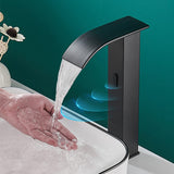 Automatic Faucet touchless Commercial Motion Sensor Bathroom Faucet with Cover Plate Vanity Faucets Hands Free Waterfall Bathroom Water Tap with Control Box and Temperature Mixer by Bodqemr…