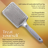 Olivia Garden Ceramic + Ion XL Pro Hair Brush - Paddle Brush for All Hair Types - Smooths and Adds Shine, Large Paddle, Silver