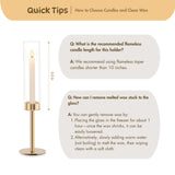 Gold Hurricane Candle Holders Set of 6, Tall Metal Windproof Glass Taper Candle Holder for Candlestick, Candle Sticks Decor, Table Centerpieces for Wedding, Candlelit Dinner Party Fireplace Decoration