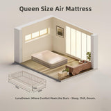 LunaDream Queen Air Mattress with USB Rechargeable Built-in Pump, Wireless Inflatable Airbed, FlexWeave Tech for 1100 lbs Ultra Firm Support, Portable for Home & Camping, Leak Proof Design, Carry Bag