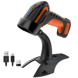 Tera Barcode Scanner Wireless with Stand: Industrial Drop-resistant Orange