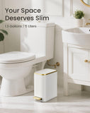 Cesun Small Bathroom Trash Can with Lid Soft Close, 5 Liter/1.3 Gallon Stainless Steel Garbage Can with Removable Inner Bucket, Step Pedal