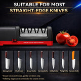 4-Stage Electric Knife Sharpener, Heavy Duty Knife Sharpener with 20° Precision Angle for Straight, Serrated & Ceramic Knives, 100% Diamond Abrasive, Resin Polishing