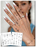 Actgan Semi Permanent Tattoos, 2 Sheets Realistic Temporary Tattoo for Women Fingers Hands, Lasts 1-2 Weeks Waterproof Non-Reflective Tattoo Stickers for Summer Party, Boho Tiny Sun Moon Star Snake