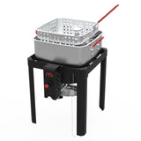 Megamaster 12QT Outdoor Propane Deep Fryer Pot Kit with Basket, 54,000 BTU Gas Aluminum Fish Fryer Kit, 0-10 PSI Regulator, 5" Thermometer, for Chicken Wings, Seafood, French Fries - 840-45009