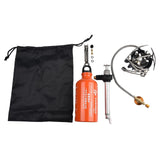 Tidevib Outdoor Camping Multi-Fuel Oil Stove with 500ml Aluminum Alloy Fuel Bottle and Pump, Foldable Brackets and Serrated Arms for Diesel and Liquid Gas
