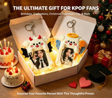 DegoCython Photocard Holder, 2 Pack Angel & Devil Puppy Pair, Plush Photo Card Keychain, Clear Protective Sleeve, 3 Inch Size, Dual Hanging Clasps for Kpop Fans Backpack Charm Gift Concert