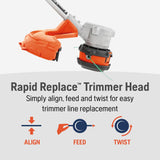 320iL Cordless String Trimmer with 4 Ah Battery and Charger, 16-Inch Straight Shaft Electric Weed Eater with Rapid Replace