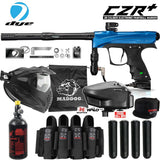 Maddog DYE CZR+ Full Auto Electronic Paintball Gun Marker Elite Starter Package | Thermal Anti-Fog Paintball Mask, HPA Tank, Empire Halo Too Loader, Neck Protector, Pro Paintball Harness & Pods - Blue