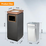 WICHEMI Commercial Outdoor Trash Can, Stainless Steel Indoor Outdoor Trash Can with Lid, Removable Inner Bucket Metal Garbage Can for Home, Office, Restaurant Elevator Entrance - 13 Gallon WICHEMI