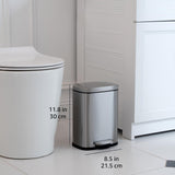 Amazon Basics Smudge Resistant Rectangular Trash Can with Soft-Close Lid, Foot Pedal