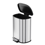 Garvee Stainless Steel Trash Can, 50 L/13 gal Hands Free Garbage Can with Soft Close Lid and Foot Pedal, Metal Kitchen Waste Bin, Silver
