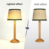 Natural Wood Color Wood Base Table lamp,8x8x18 inch Country Style Desk lamp,Modern Pleated lampshade Suitable for bedrooms and Offices Pack of 2 (Bulbs Not Included)