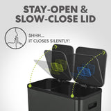 18.5 Gallon (70L) Dual Compartment Kitchen Trash Can - Hands-Free Step Pedal