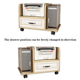 VHDY85KA Office PC Tower Stand with Storage, Mobile Printer Stand, 2-Tier Printer Cart CPU Stand with Drawers and Wheels, Under Desk, for Home Office Accessories(Natural,66 * 46.5 * 40cm)