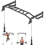 SELEWARE 48" Wall Mount Pull Up Bar with Pulley System, Heavy Duty Multi-Grip Chin Up Bar for Home Gym, 500 lbs Capacity, Fits 16" & 24" Wood Studs, Upper Body Workout Equipment for Strength Training