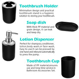 Papillon 6-Piece Bathroom Accessories Set, Toothbrush Holder with Cup, Soap Dispenser & Dish, Toilet Brush, Trash Can, Tumbler Set (Black)