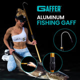 Gaffer Sportfishing 2-Piece Extendable Fishing Gaff Hook - Heavy-Duty Fishing Gaff Pole with Stainless Steel Hook - Durable, Corrosion-Resistant Design for Saltwater & Freshwater Fishing Pole - Gold