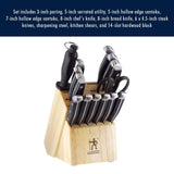 Premium Quality 15-Piece Knife Set with Block, Razor-Sharp, & German Engineered HENCKELS